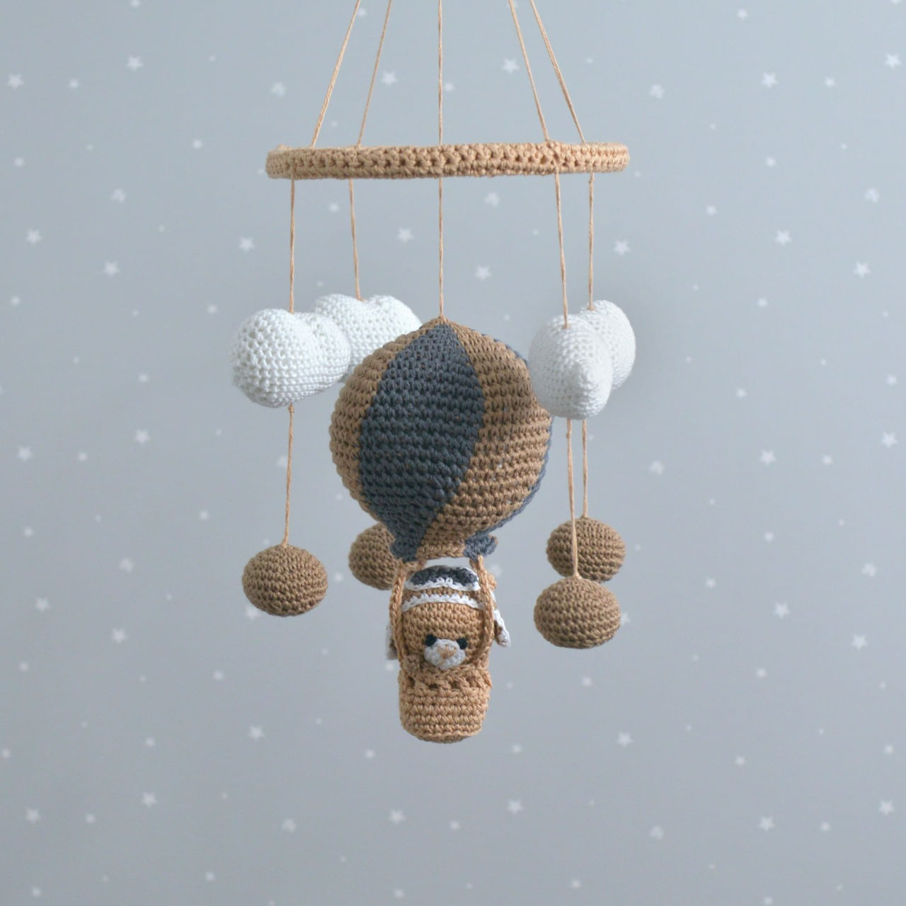 Móbile Crochê Urso Aviador