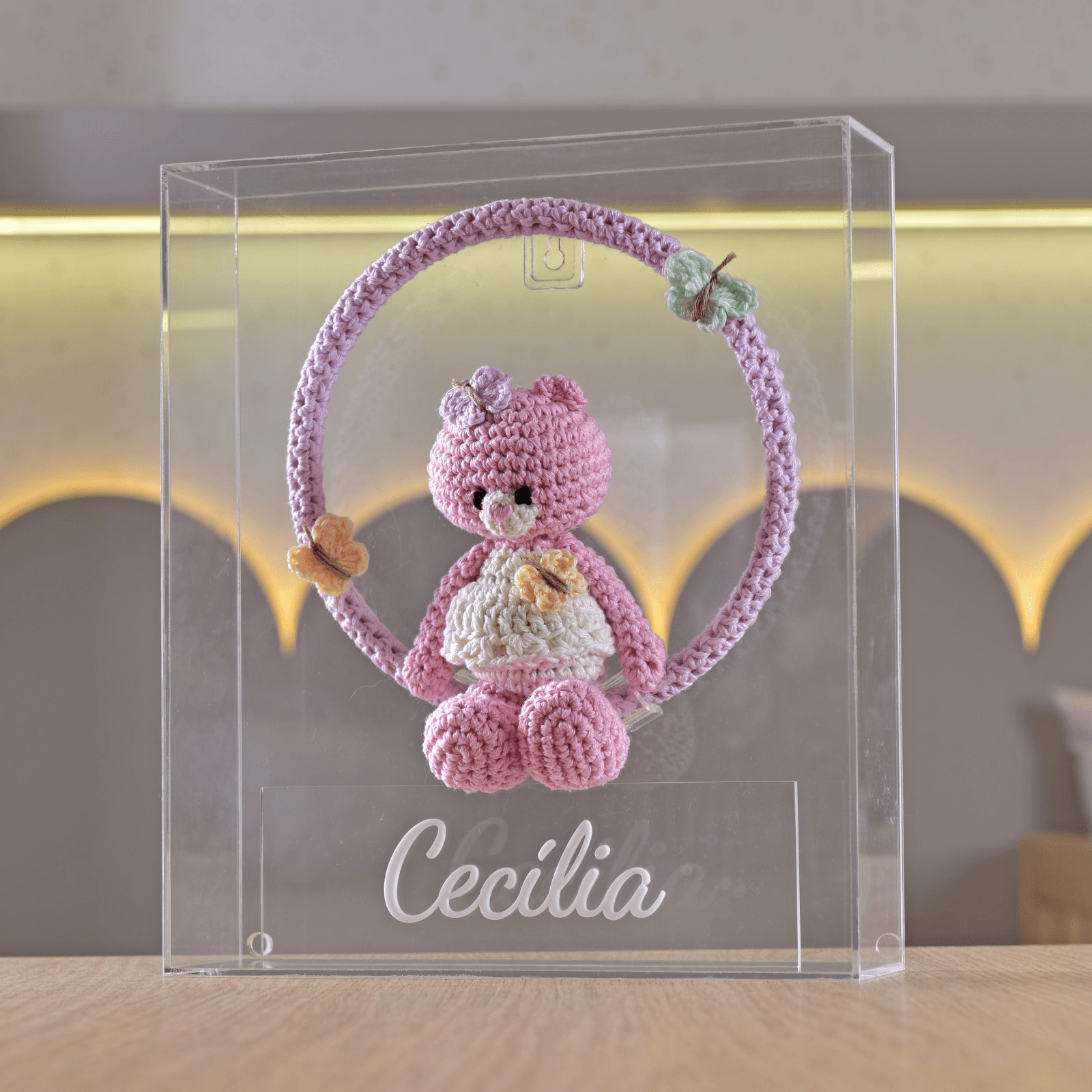 Quadro Porta Maternidade Baby Crochê Borboletas