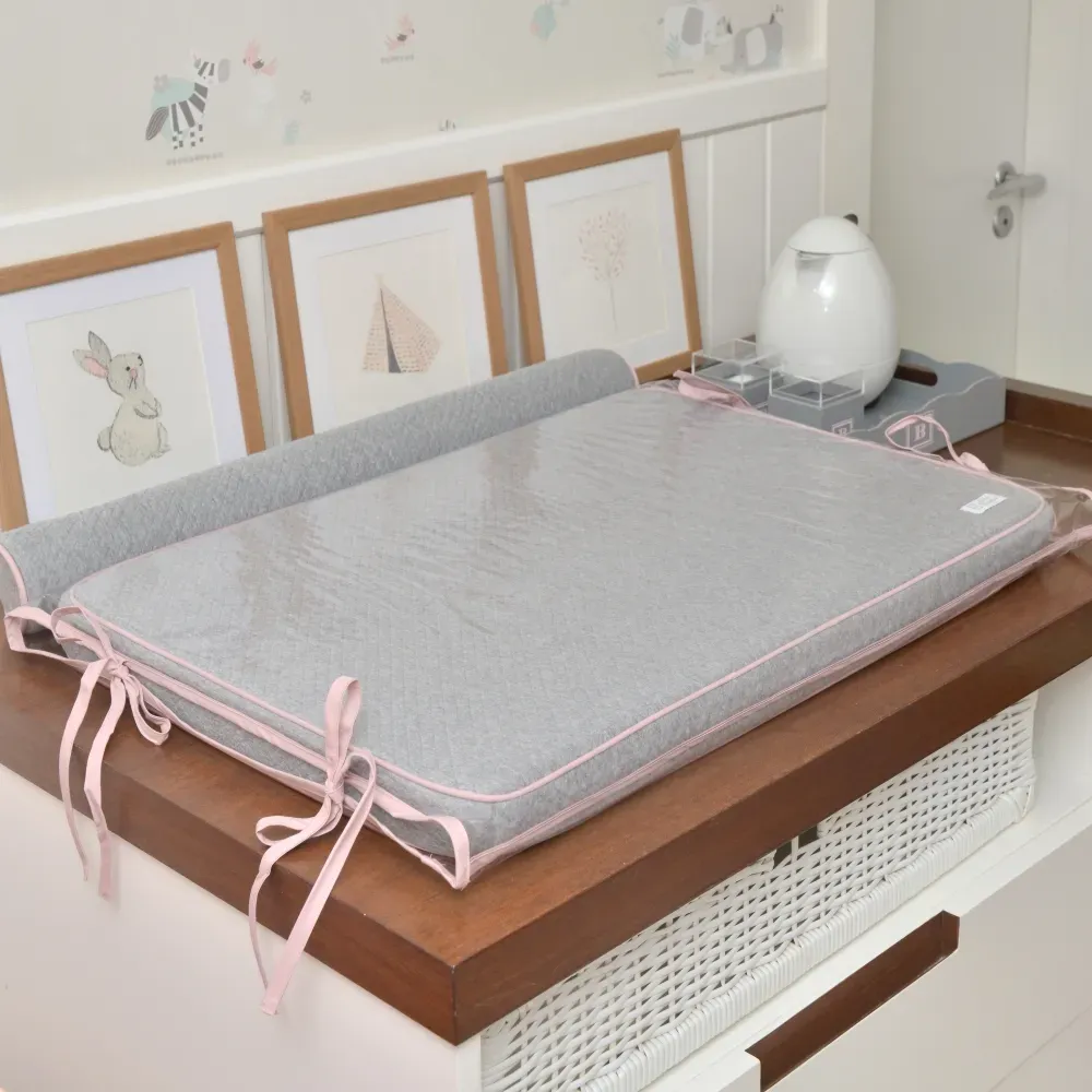 Trocador Matelasse Cinza/Rosé