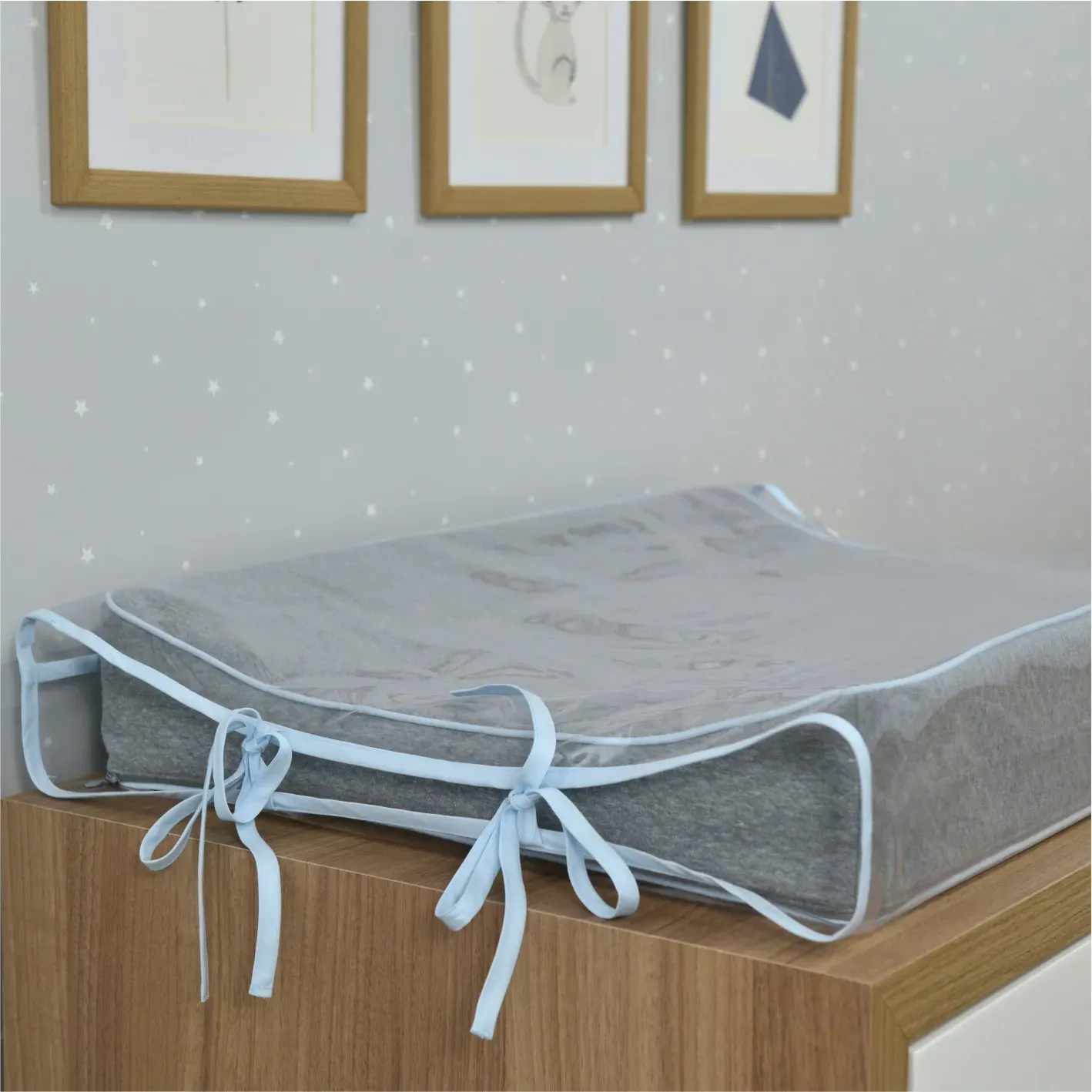 Trocador Americano Matelasse Cinza/Azul Bebe