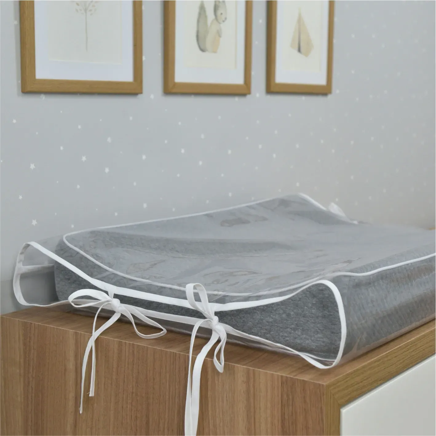 Trocador Americano Matelasse Cinza/Branco