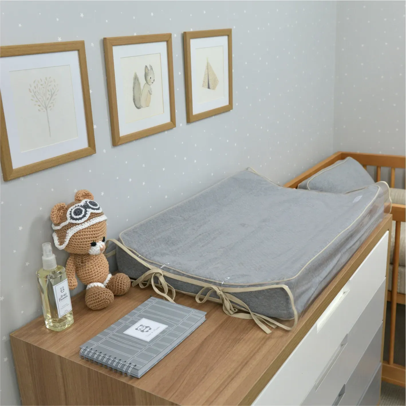 Trocador Americano Matelasse Cinza/Fendi