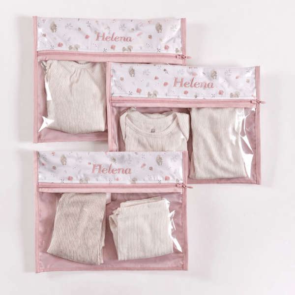 Kit Saquinho Organizador Maternidade Cogumelos - 3 pçs