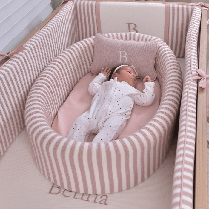 Ninho Redutor de Berço para Bebê Tricot Elegance Listrado