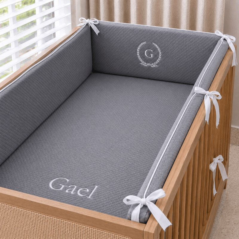 Kit Protetor de Berço Tradicional Matelasse Soft Touch Cinza