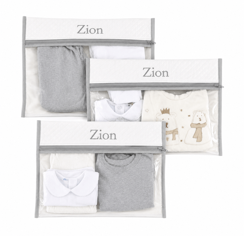 Kit Saquinho Organizador Maternidade Matelassê Offwhite - 3 pçs