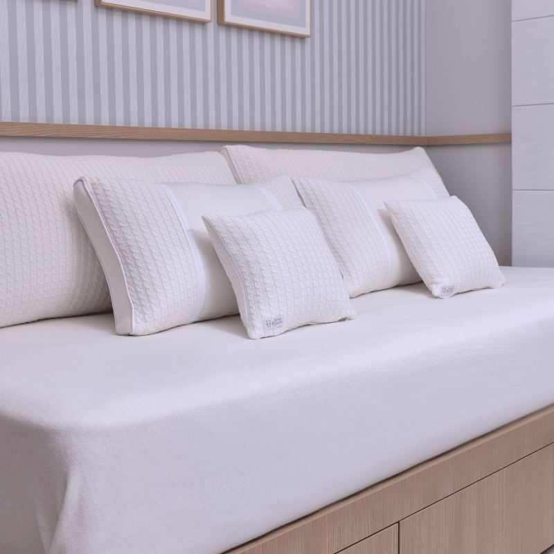 Kit Cama Auxiliar Tricot Elegance Trançado Offwhite - 5 peças