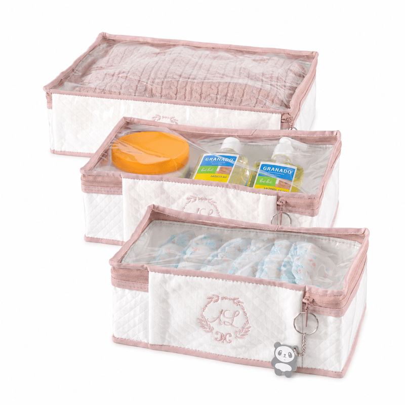 Kit Organizador PMG Matelassê Offwhite - 3 pçs