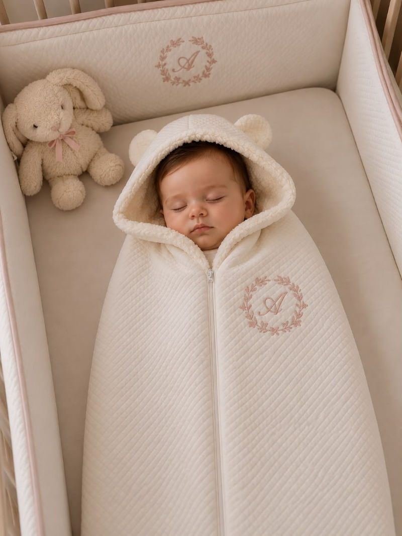 Saquinho com Capuz para Bebê Panda Matelassê Soft Touch